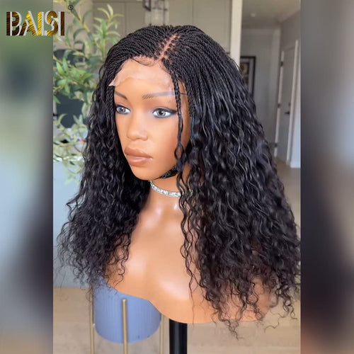 braided wig Braided Wig BAISI Side Part Curly With Braided Lace Wig For Black Women