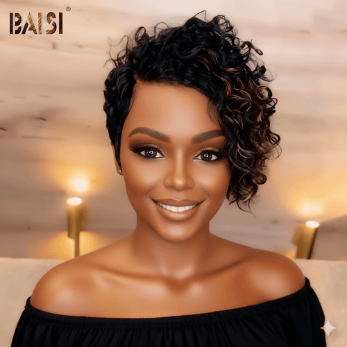 CHINA BOB Wig BAISI 13X4 Lace Fashion Curly With Highlight Wig