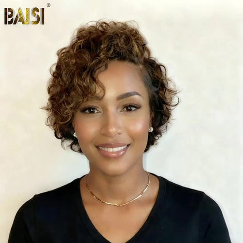 CHINA BOB Wig BAISI 13X4 Lace Side Part Curly #4/30 Color Wig