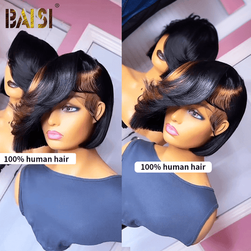 CHINA BOB Wig BAISI 4X4 Lace Fashion Side Part BOB With Highlight Wig
