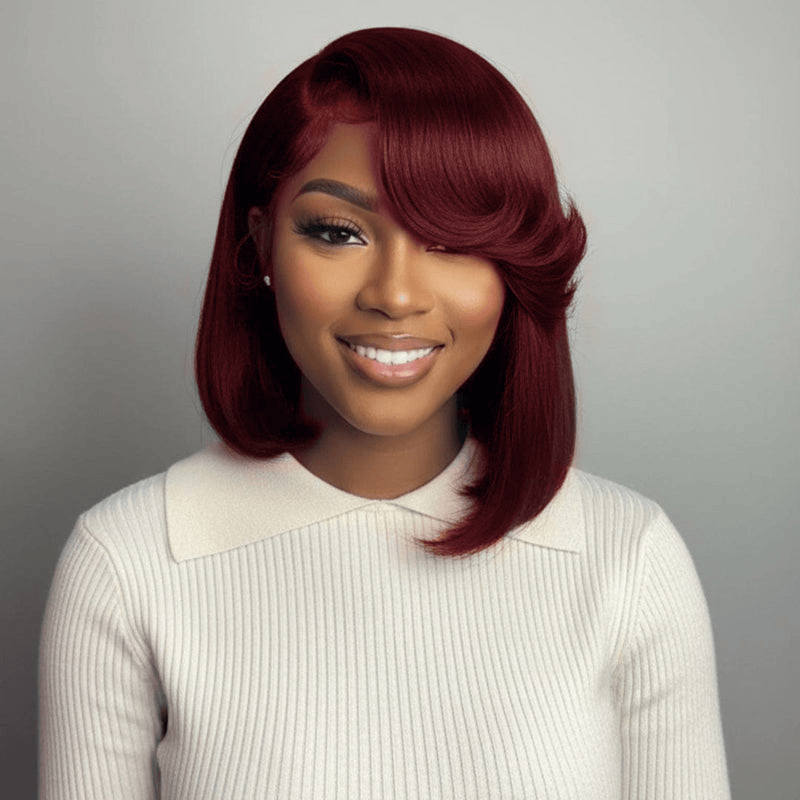 BAISI Lace Side Part With Wavy Bang Short BOB Wig – BAISI HAIR