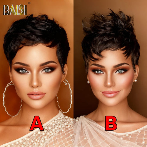 CHINA Pixie Cut Wig A+B BAISI Machine Made Pixie Style For Black Women