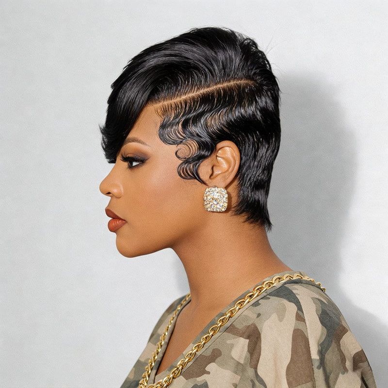 Pixie Lace BAISI 13X4 Lace Pixie Side Part With Finger Wave Lace Wig – BAISI HAIR