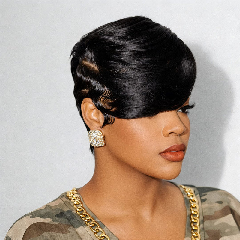 Pixie Lace BAISI 13X4 Lace Pixie Side Part With Finger Wave Lace Wig – BAISI HAIR