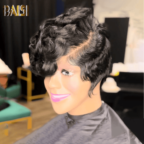 CHINA Pixie Cut Wig BAISI 13x4 Sexy Pixie Side Part Already Styled Lace Wig For Black Women