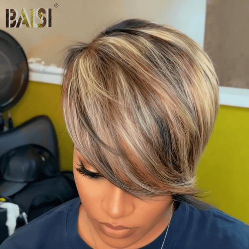 CHINA Pixie Cut Wig BAISI Colorful Side Part Wig