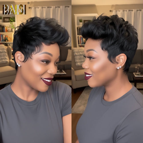 CHINA Pixie Cut Wig BAISI Machine Made Cool Style Straight Pixie Wig