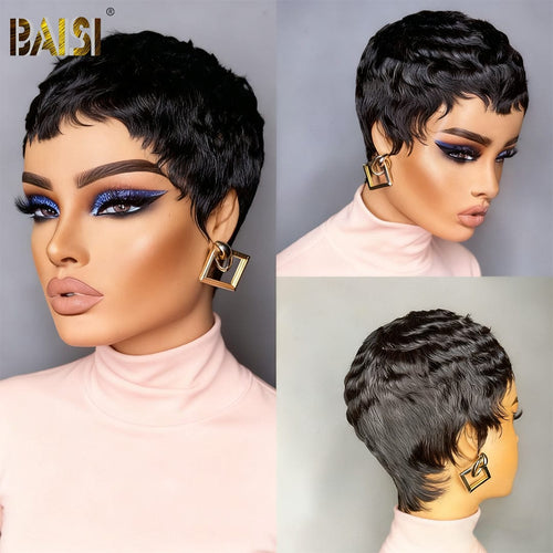 CHINA Pixie Cut Wig BAISI Machine Made Cool Super Short Straight Wig