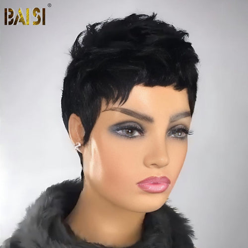 CHINA Pixie Cut Wig BAISI Machine Made Pixie Short Cut Already Styled Wig