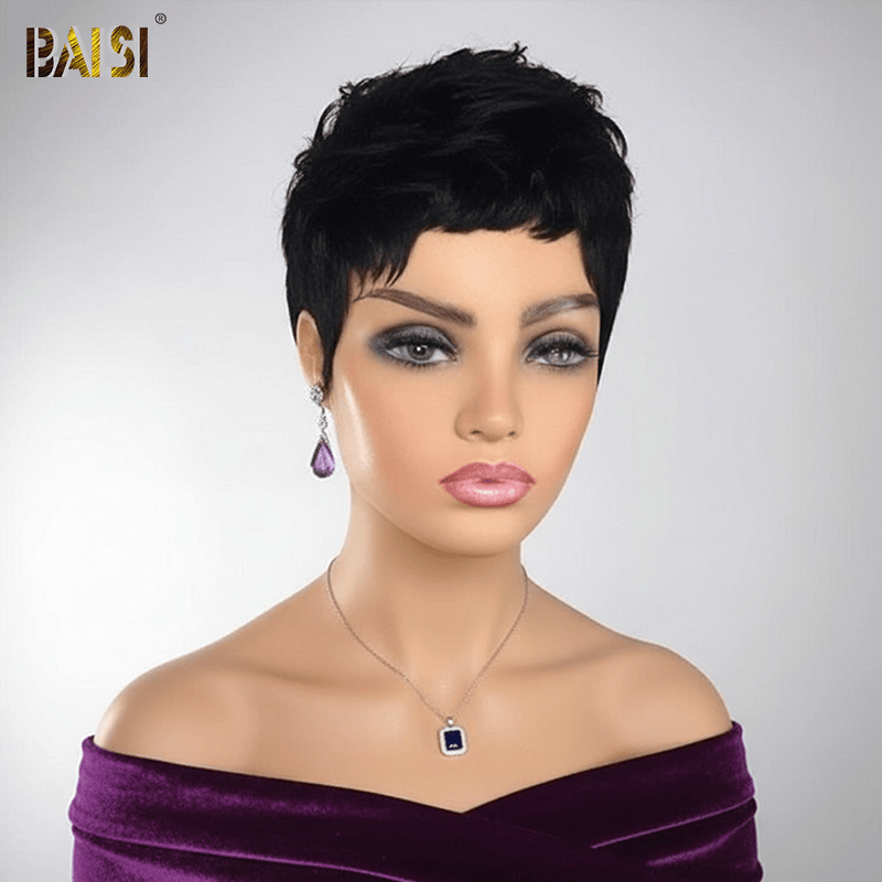BAISI Machine Made Pixie Short Cut Already Styled Wig – BAISI HAIR
