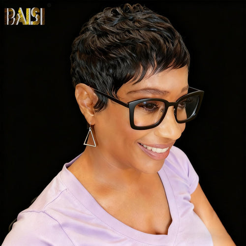 CHINA Pixie Cut Wig BAISI Machine Made Straight Short Cut For Black Women