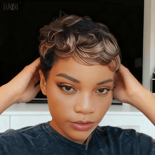 CHINA Pixie Cut Wig BAISI Ombre Blonde Short Pixie Cut Wig