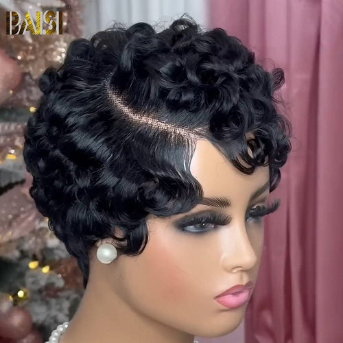 CHINA Pixie Cut Wig BAISI Sexy Natural Black Finger Wave Pixie Cut Wig