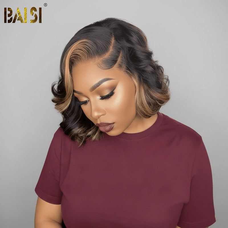 BAISI 5X5 Side Part Highlight Wavy Style Lace BoB Wig – BAISI HAIR