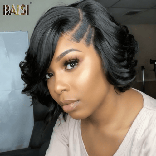 Glueless Wig BOB Wig BAISI 5X5 Side Part Wavy Style Lace BoB Wig