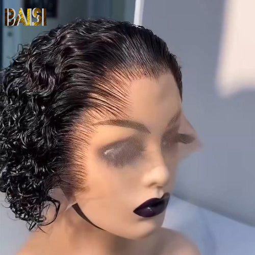 Glueless Wig BOB Wig BAISI Pre-pluck Bleached Knots Water Wave Short Cut Wig
