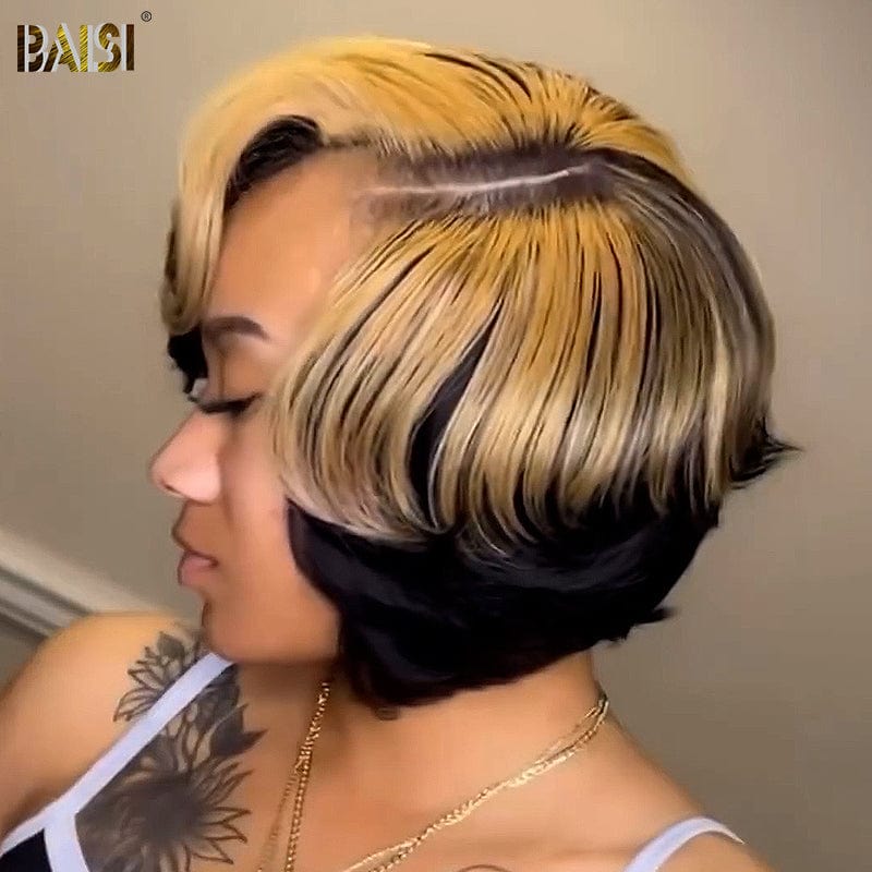 hairbs $100 wig BAISI Fashion Side Part BoB With Honey Blonde