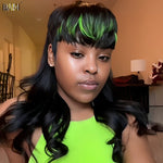 hairbs $100 wig BAISI Green Highlight Mullet Glueless Wig