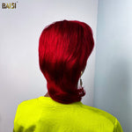 hairbs $100 wig BAISI Red Short Mullet Glueless Wig