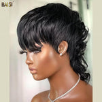 hairbs $100 wig BAISI Stunning Mullet Pixie Cut Wig with Bangs