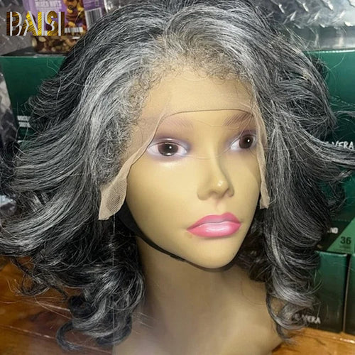 hairbs BOB Wig BAISI 13x4 Lace Lovely Black With Highlight Wavy BOB Wig