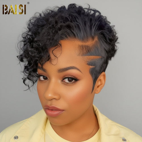 hairbs BOB Wig BAISI 13x4 Lace Sexy Side Part Short Curly Wig