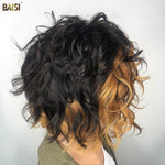 hairbs BOB Wig BAISI  Fnger Wave Lace Closure Color Wig