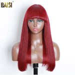 hairbs BOB Wig Baisi Machine Made long Red Straight Wig With Bang