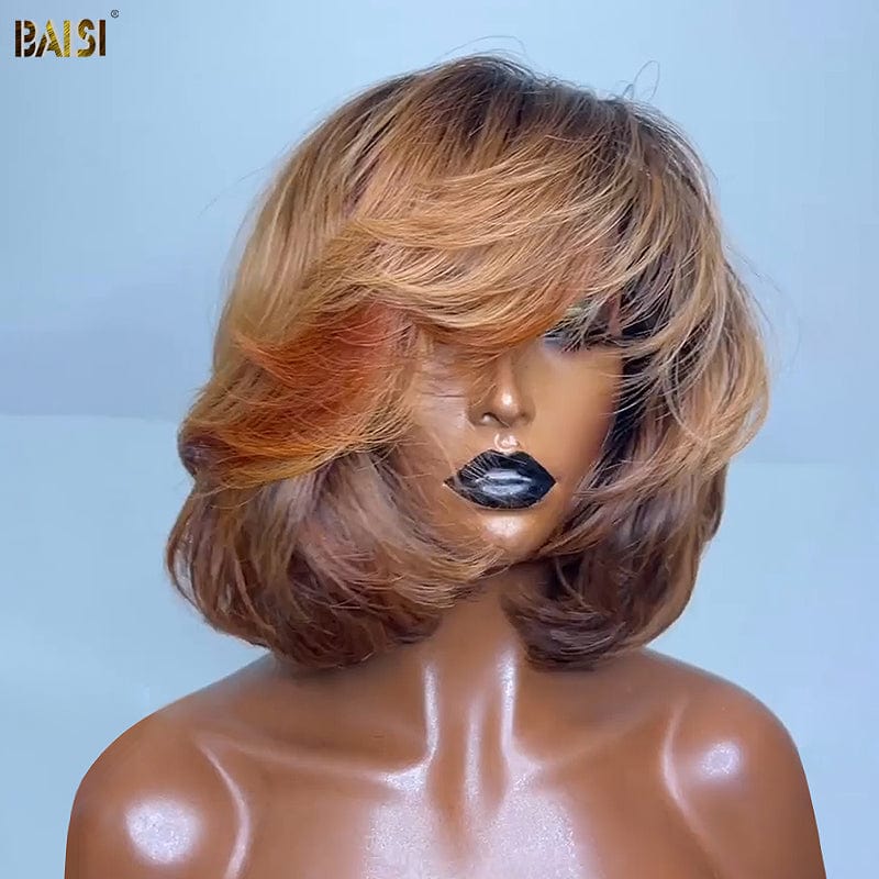 hairbs BOB Wig BAISI Mixed Color With Side Bang Wig