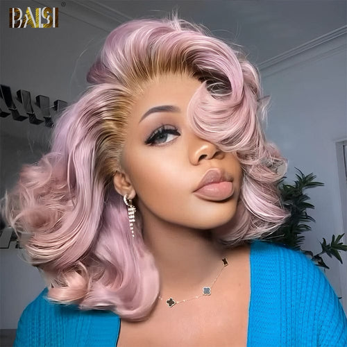 hairbs BOB Wig BAISI Sexy Ombre Pink  Lace Wig
