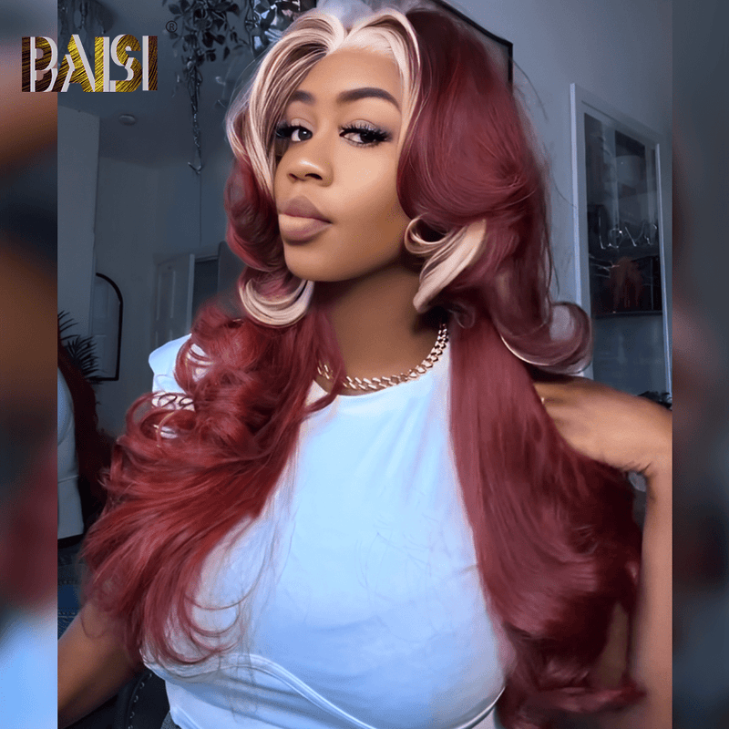 hairbs Customized Wig BAISI Wine With Blonde Color Lace Wig