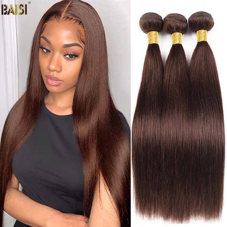 hairbs Eurasian Bundles With Closure Frontal BAISI  #4 Chocolate Brown Straight Bundles with Closure / Frontal