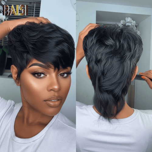 hairbs mullet BAISI Fashion  Mohawk Mullet Glueless Wig