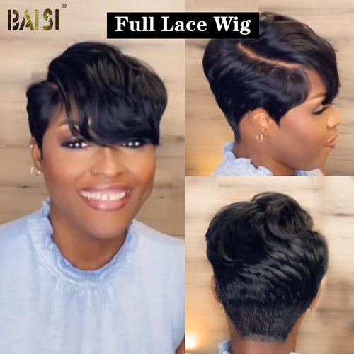 hairbs Pixie Cut Wig BAISI Full Lace Afro Curl Wig