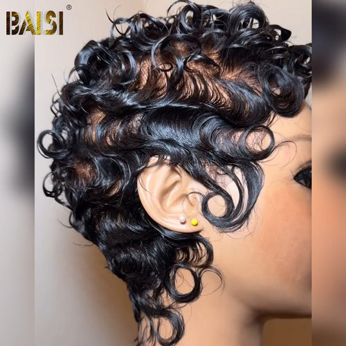 hairbs Pixie Cut Wig Baisi Full Lace Short Wavy Bleached Knot Wig