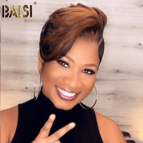 hairbs Pixie Cut Wig BAISI Full Lace With Highlight Short Wig