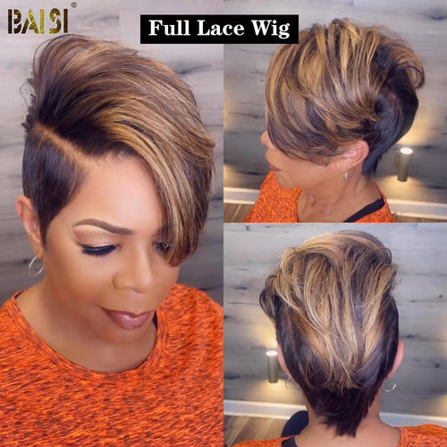 hairbs Pixie Cut Wig BAISI Full Lace With Honey Blonde Short Wig