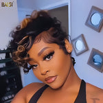 hairbs Pixie Cut Wig BAISI Highlight Finger Wave Lace Wig