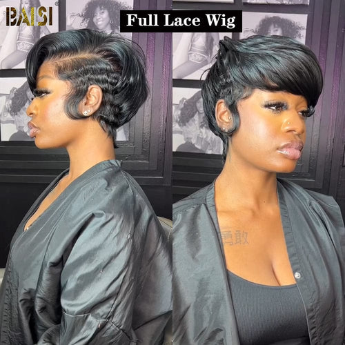 hairbs Pixie Cut Wig BAISI Full Lace Side Part With Wavy Wig (Copy)
