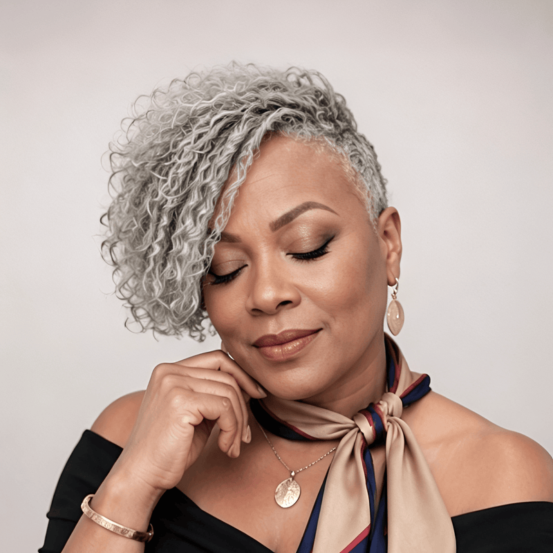 BAISI Partial Topper Gray Curly Hair (Not A Wig) For Black Women ...