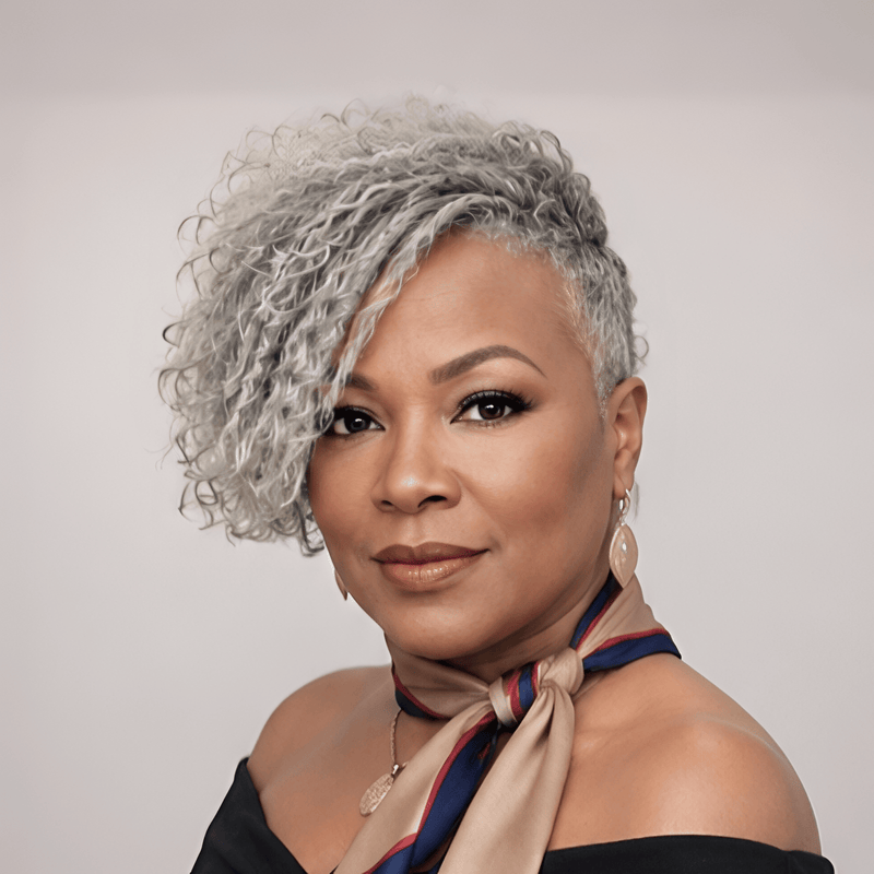 BAISI Partial Topper Gray Curly Hair (Not A Wig) For Black Women ...
