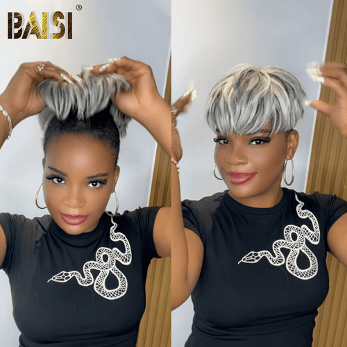 hairbs topper BAISI Salt and Pepper Laryer Partial Topper (NOT A WIG)
