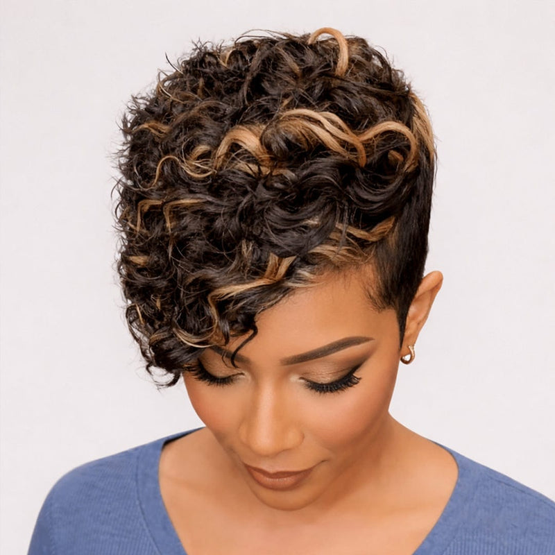 BAISI Side Part Highlight Curly Partial Topper Unit (Not A Wig) – BAISI ...