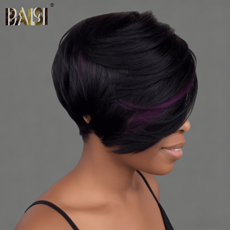 Purple Side Part BAISI Side Part Purple Highlight Partial Topper(Not A WIG) β BAISI HAIR