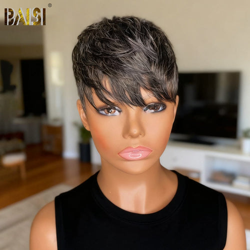 hairbs topper Same As Pics BAISI Dark Salt And Pepper Straight Partial Topper(Not A Wig)