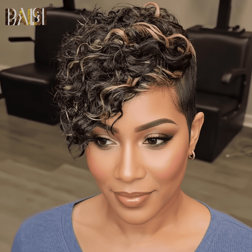 hairbs topper Same As Pics BAISI Side Part Highlight Curly Partial Topper Unit (Not A Wig)