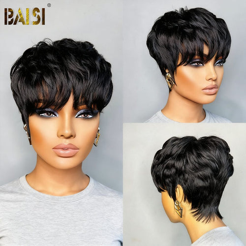 Pixie Cut Wig Pixie Cut Wig BAISI Machine Made Full Density Short Pixie Cut Wig