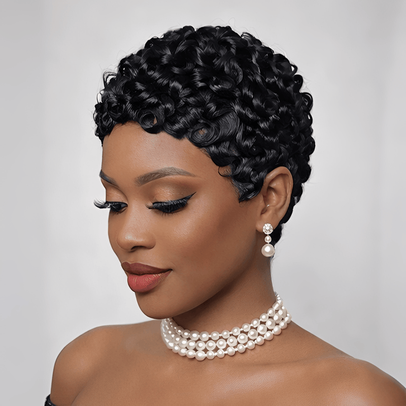 BAISI Machine Made Pixie Finger Wave Wig – BAISI HAIR