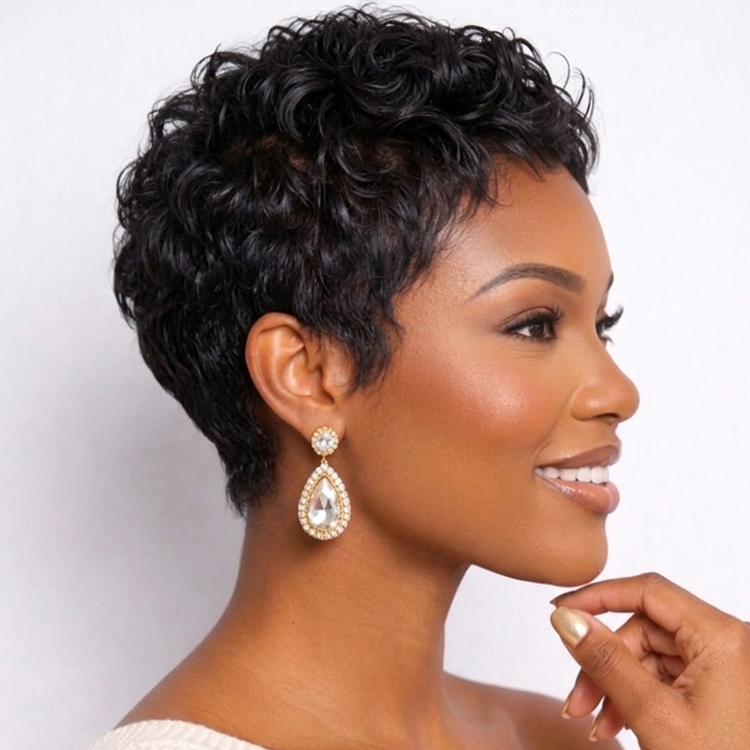 BAISI Pixie Finger Wave Machine Made Wig For Black Women – BAISI HAIR
