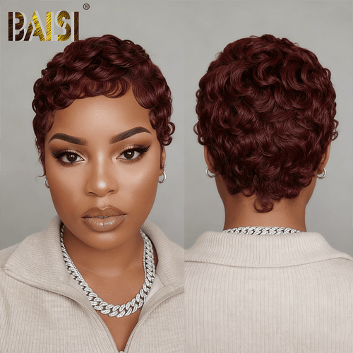 Pixie Cut Wig Pixie Cut Wig BAISI Reddish Brown Lace Pixie Wig